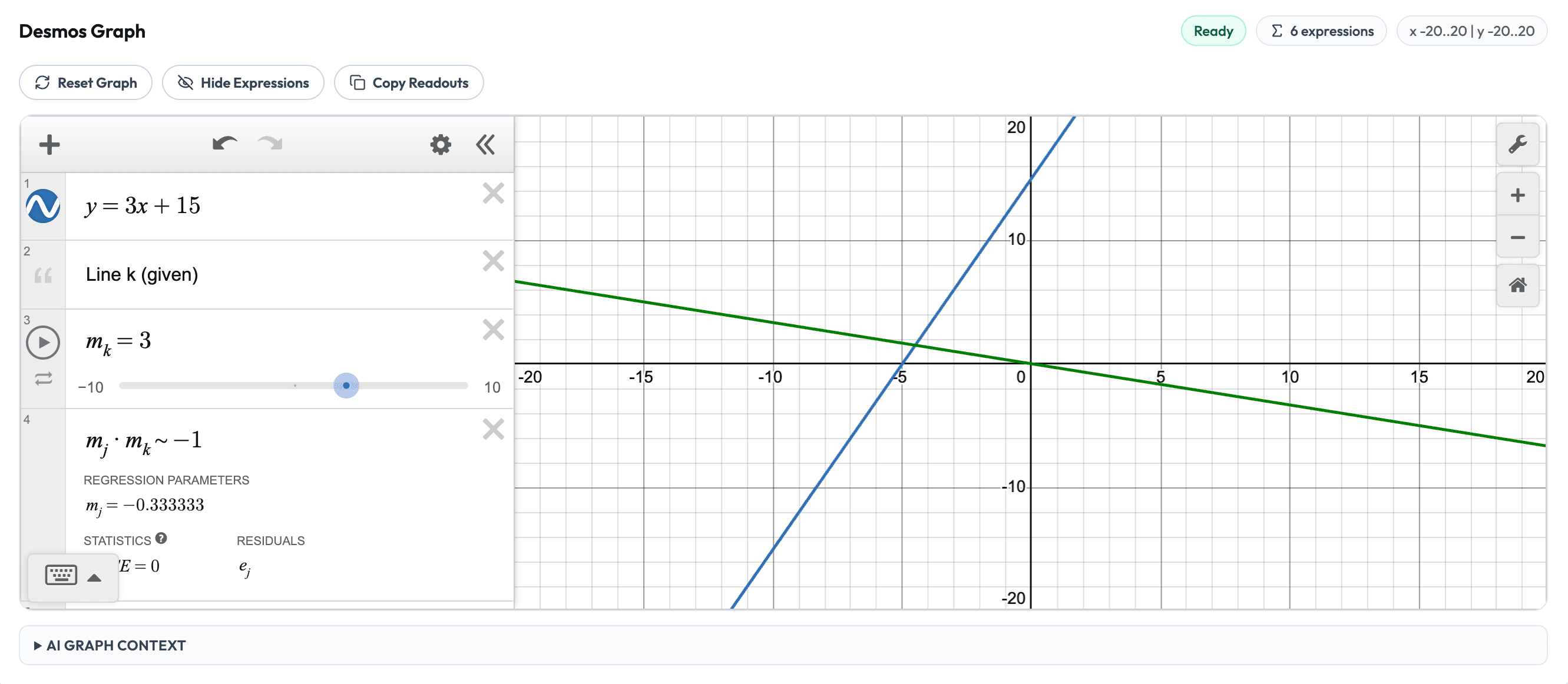 AI explanation and Desmos workflow